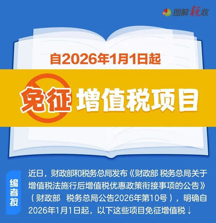 一图了解：自2026年1月1日起，这些项目免征增值税